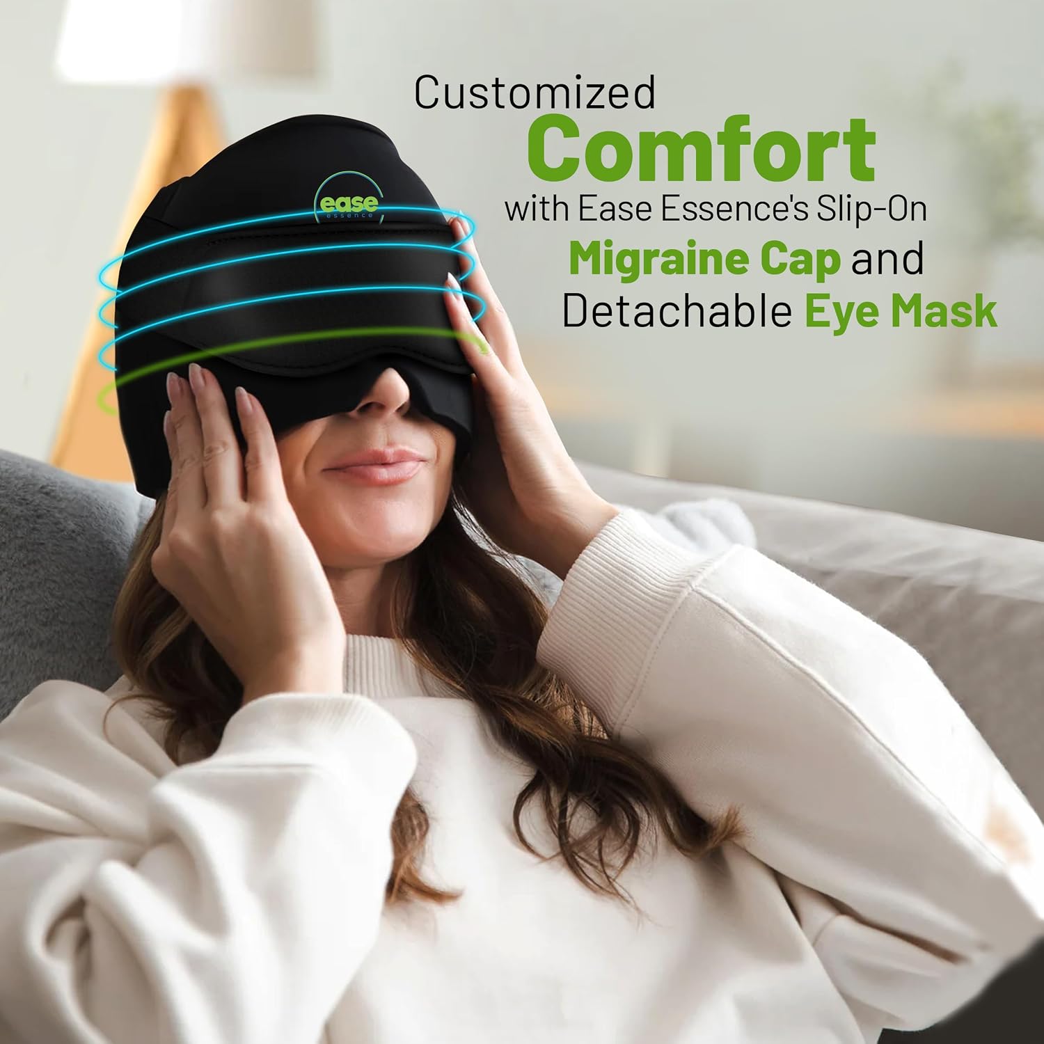 Slip-on migraine cap providing customized comfort